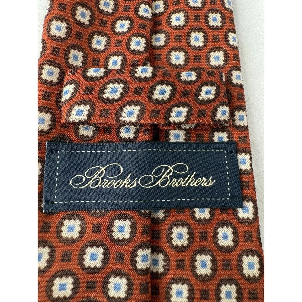 Brooks Brothers Men's Wool Necktie Geometric‎ Blue Red Pattern